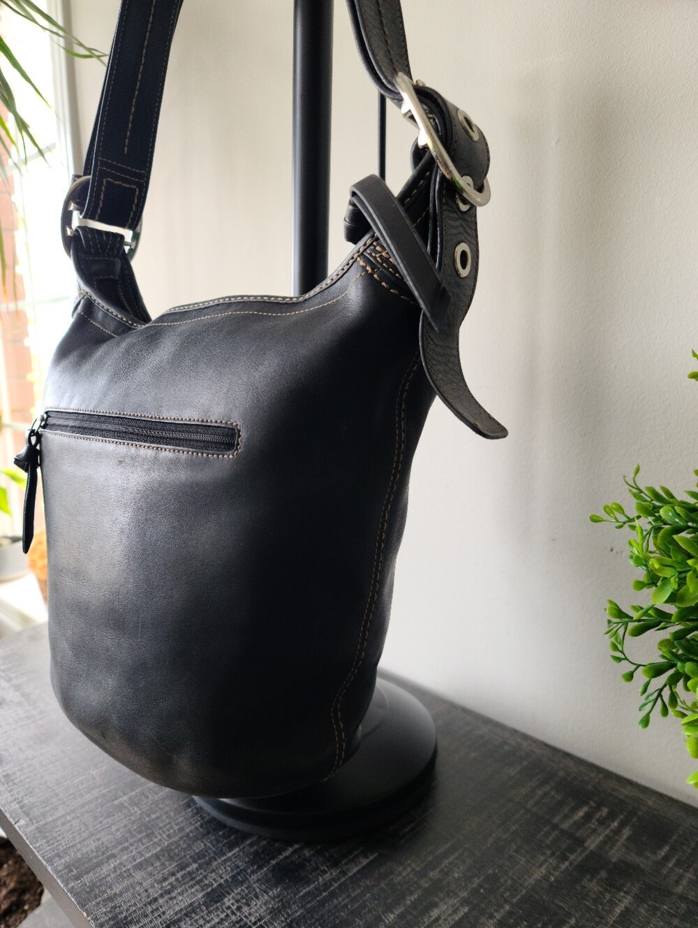 Coach Vintage Black Leather Bleecker Duffle Bucket Bag #F13353 - Picture 2 of 15